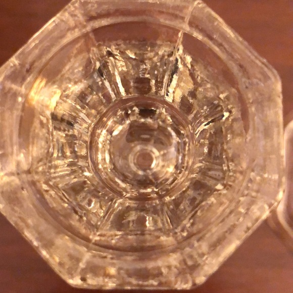 VINTAGE OCTAGON CLEAR GLASS 4” CANDLESTICK HOLDERS EXCELLENT CONDITION - #311 - Picture 2 of 7